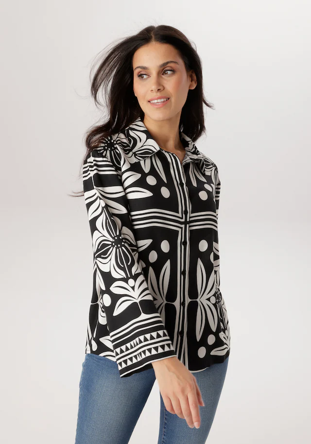 Aniston SELECTED Hemdbluse mit geometrischen Blumen-und Punktemuster- NEUE KOLLEKTION