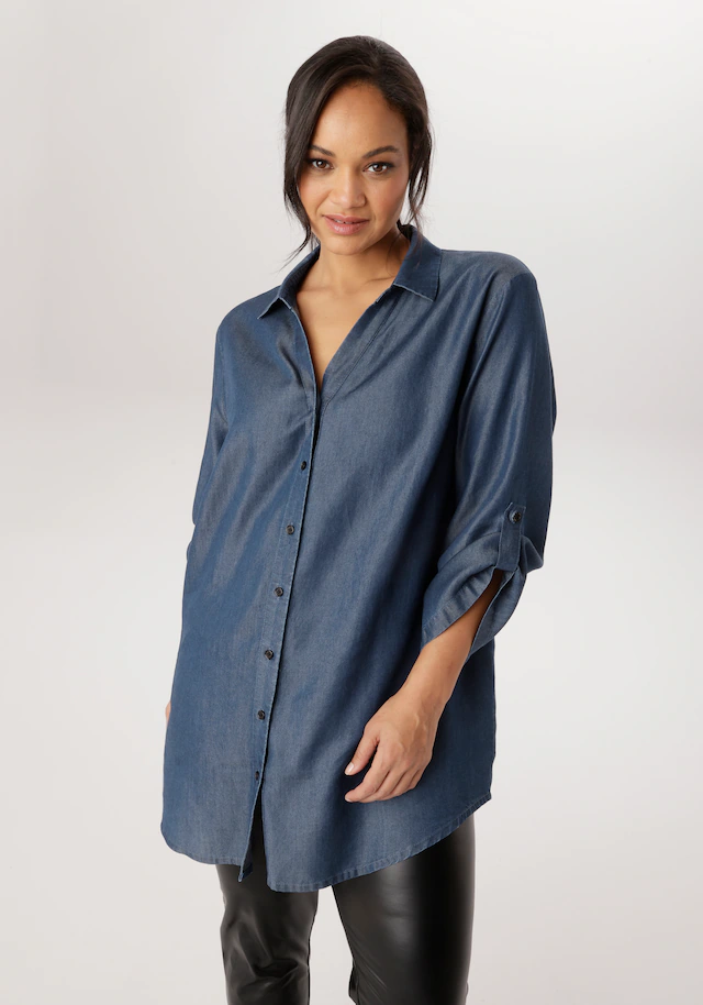 Aniston PLUS Jeansbluse aus weicher Lyocell Qualität