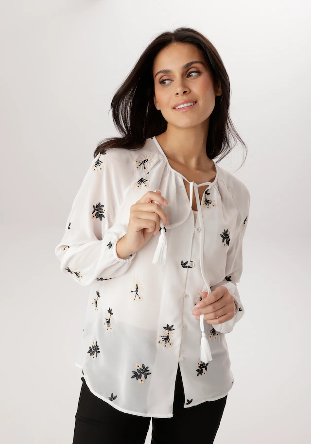 Aniston SELECTED Chiffonbluse mit modischer Blumenstickerei - NEUE KOLLEKTION