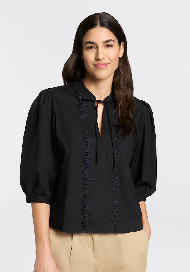 BOSS ORANGE Schlupfbluse »Balet Premium Damenmode« aus Baumwoll-Popeline, Ballonärmel