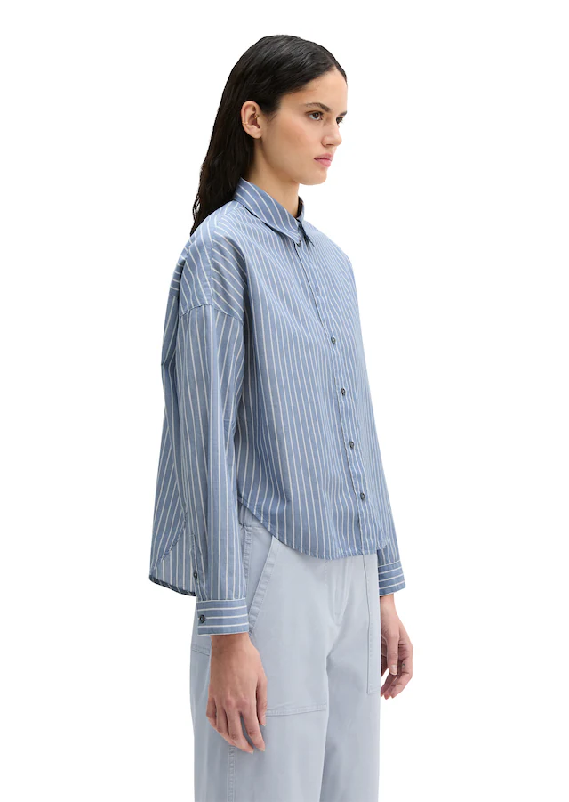 Marc O'Polo Hemdbluse bequem weite Form, garngefärbter Chambray, Kentkragen