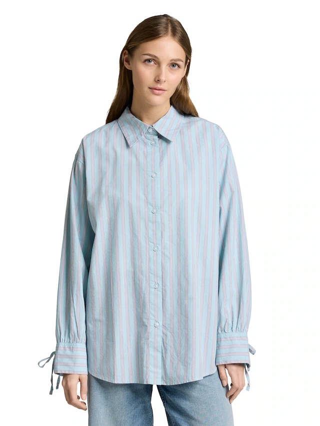 TOM TAILOR Denim Klassische Bluse mit Streifen Muster
