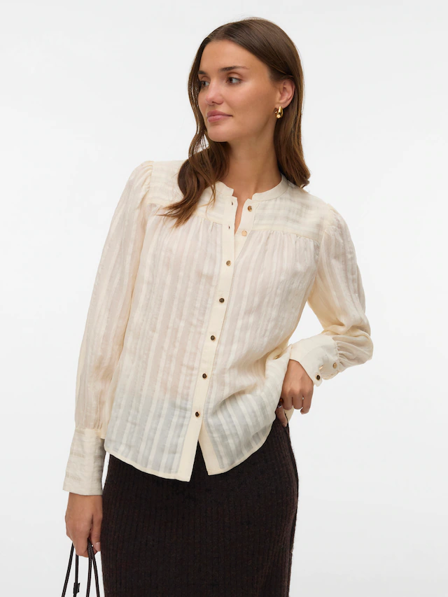 Vero Moda Hemdbluse »VMISELLE L/S SHIRT WVN BTQ« lange Bündchen, Ton-in Ton Streifenmuster