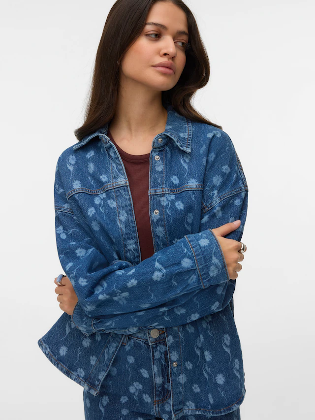 Vero Moda Jeansbluse »VMHAYDEN LS FLOWER DENIM SHIRT RA380« mit Blumenmuster