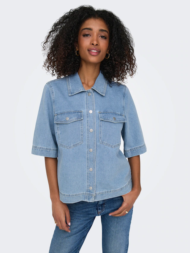 ONLY Jeansbluse »ONLBELLE S/S SHIRT DNM GUA NOOS« mit Halbarm