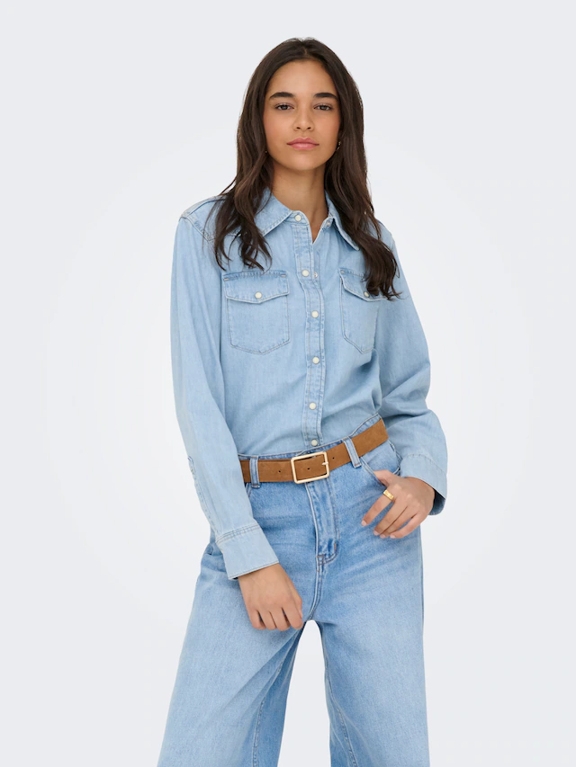 ONLY Jeansbluse »ONLCHARLIZE LS DNM SHIRT AKM NOOS« mit Brusttaschen