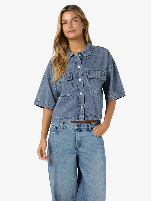 Noisy may Jeansbluse »NMENZA S/S REG CROP SHIRT MG004MB NOOS«