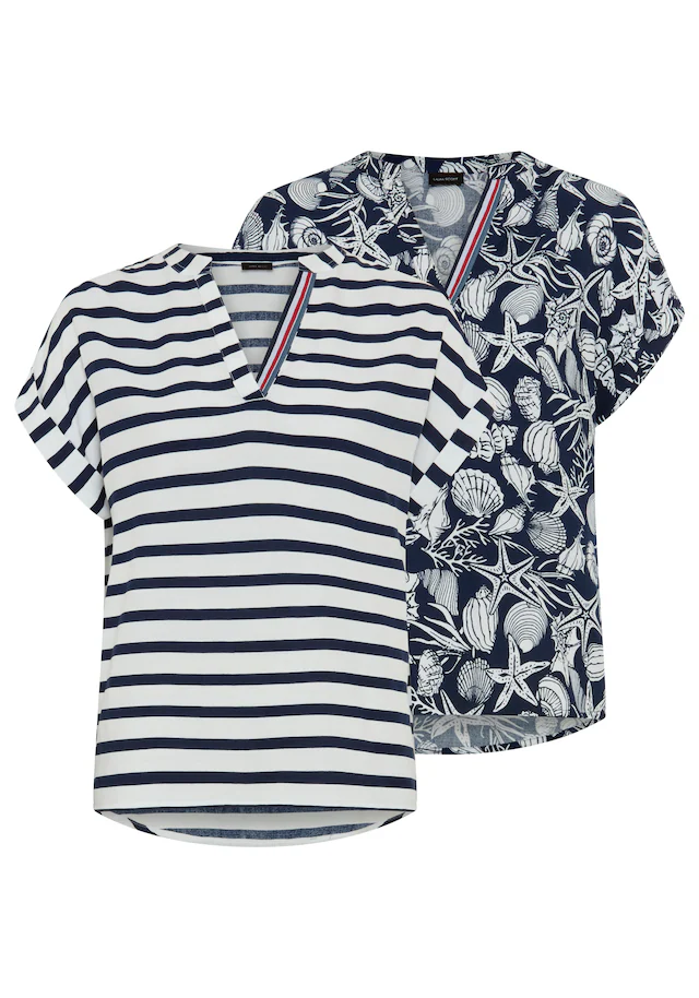 Laura Scott Druckbluse Packung, 2er-Pack,bedruckte Bluse, aus Viskose, feminin im Stil