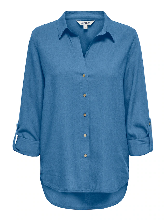 ONLY Hemdbluse »ONLGOA 3/4 STRAP LINEN BL SHIRT CC PNT« mit Leinen, umschlagbare Manschetten