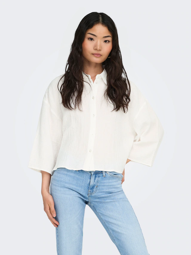 JDY Hemdbluse »JDYTHEIS LIFE 3/4 CROP SHIRT WVN NOOS« Baumwolle, regular fit