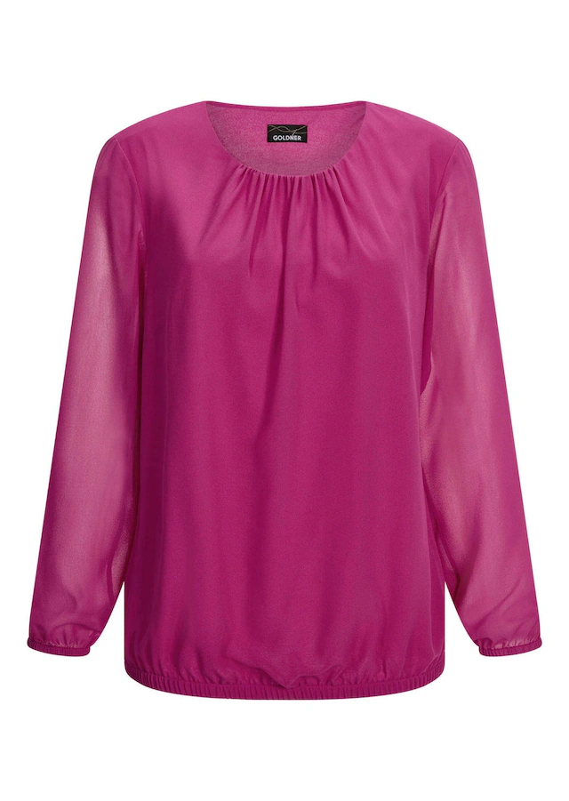 GOLDNER Klassische Bluse »Jerseybluse mit Falten-Details« Rundhalsausschnitt