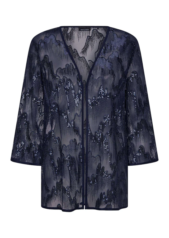 GOLDNER Satinbluse »Elegante Pailletten-Jacke, V-Ausschnitt« Pailletten