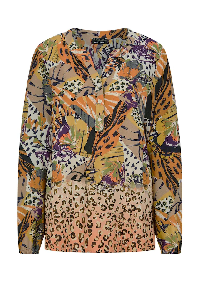 GOLDNER Schlupfbluse »Kurzgröße Elegante Printbluse, Langarm« Mustermix