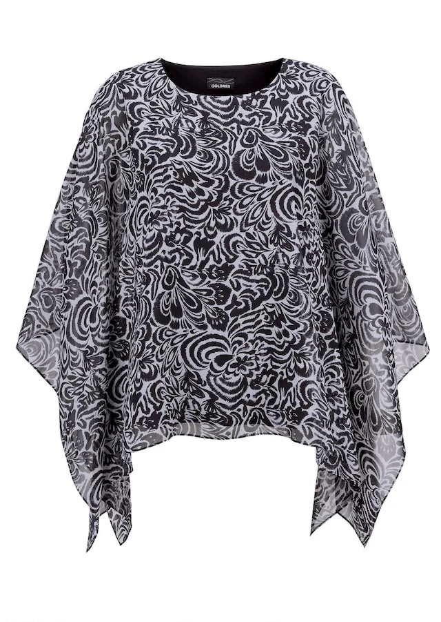 GOLDNER Satinbluse »Tunikbluse mit Chiffon-Überwurf, Print« Überwurf
