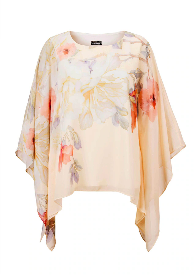 GOLDNER Satinbluse »Chiffonbluse mit floralem Design« Überwurf