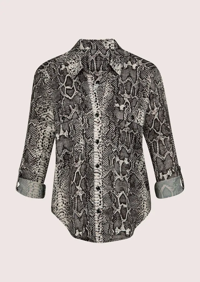 MADELEINE Hemdbluse »Bluse Lange Hemdbluse mit Unikat-Print«