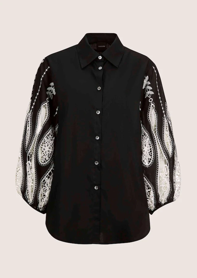 MADELEINE Hemdbluse »Bluse Elegante Bluse mit Lochstickerei«