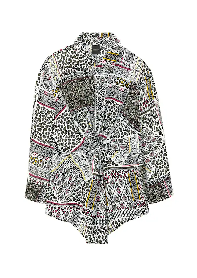 MADELEINE Hemdbluse »Bluse Bedruckte Bluse mit Knoten-Effekt und 3/4-Ärmeln«