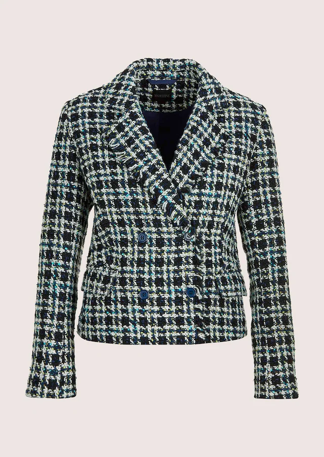 MADELEINE Jackenblazer »Tweed-Blazer Modischer Zweireiher mit Fransen« Tweed Blazer, Fransenkanten
