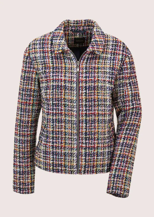 MADELEINE Jackenblazer »Tweedblazer Moderner Kurzblazer mit Zipper« Edler Multicolour-Tweed