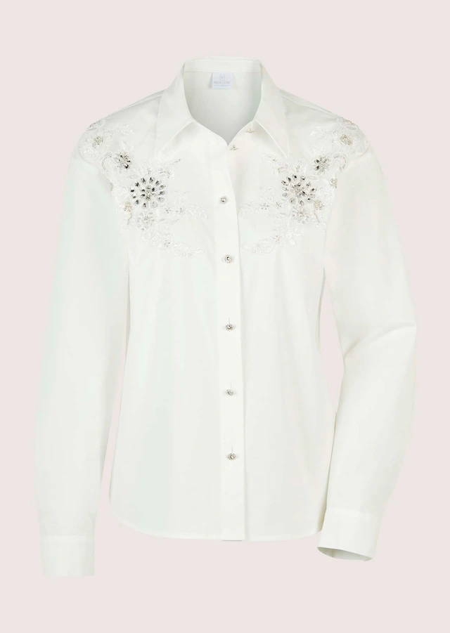 MADELEINE Langarmbluse »Hemdbluse Elegante Bluse mit Zierperlen«