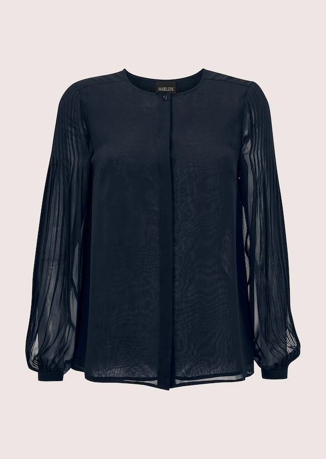 MADELEINE Langarmbluse »Chiffonbluse Elegante Bluse mit plissiertem Rückenteil« Modische Chiffonbluse im Rückenteil plissiert