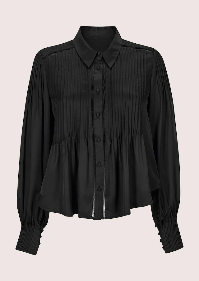 MADELEINE Langarmbluse »Hemdbluse Elegante Viskosebluse mit Knopfleiste« Mit Eleganten Biesen