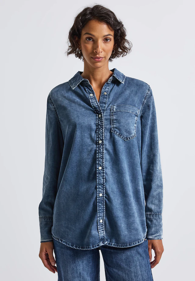 STREET ONE Jeansbluse mit Brusttasche