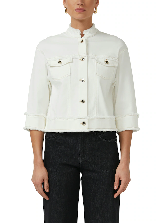 s.Oliver BLACK LABEL Kurzblazer 3/4-Arm mit Fransen und goldener Knopfleiste