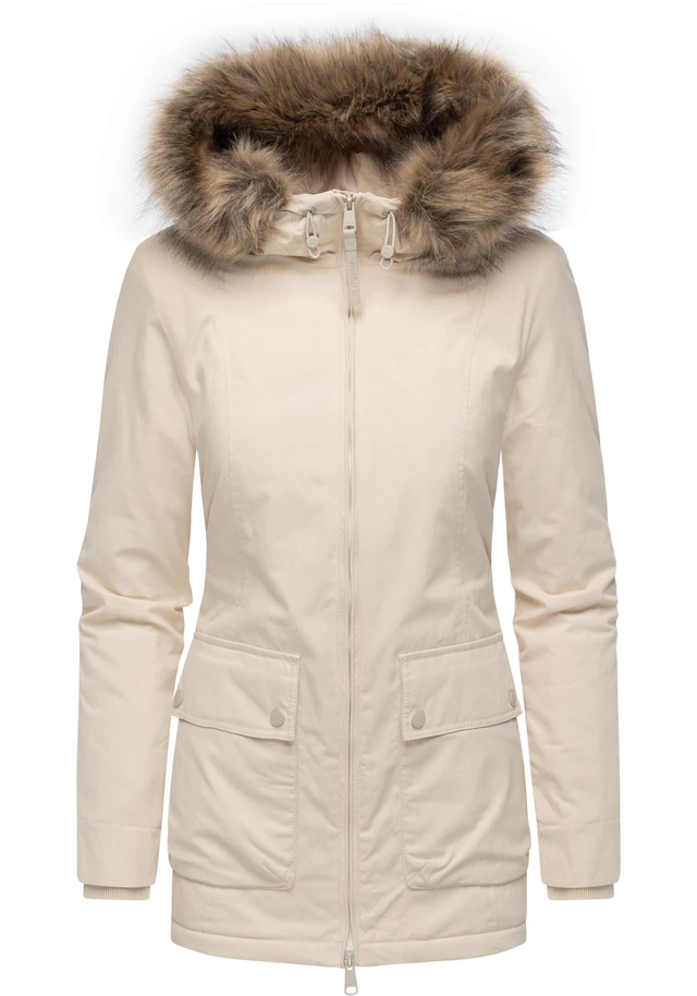 Ragwear Kurzmantel »Monadetta Warm« Kurzer Wintermantel mit Kunstfellbesatz