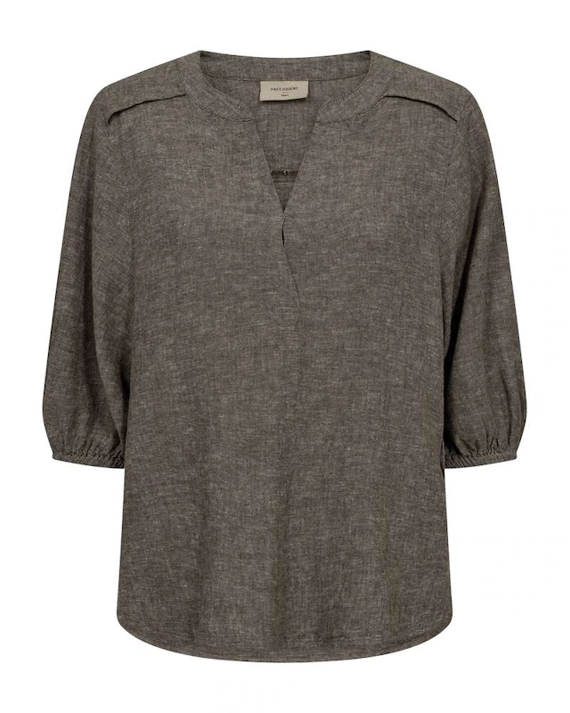 FREEQUENT Schlupfbluse »FQLAVA-BLOUSE« melierte Sommerbluse mit Leinen