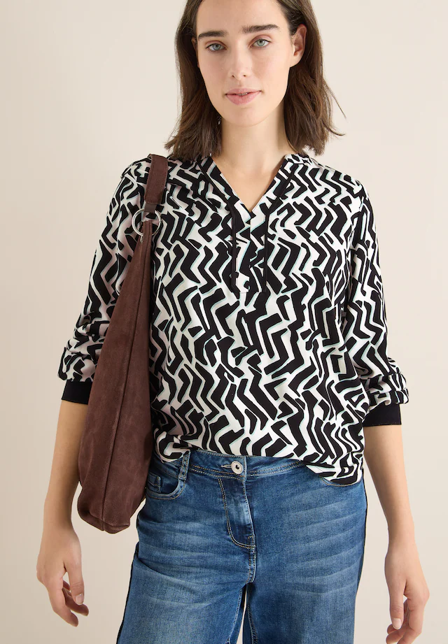 Cecil Druckbluse Print-Bluse mit Tape und grafischem Muster