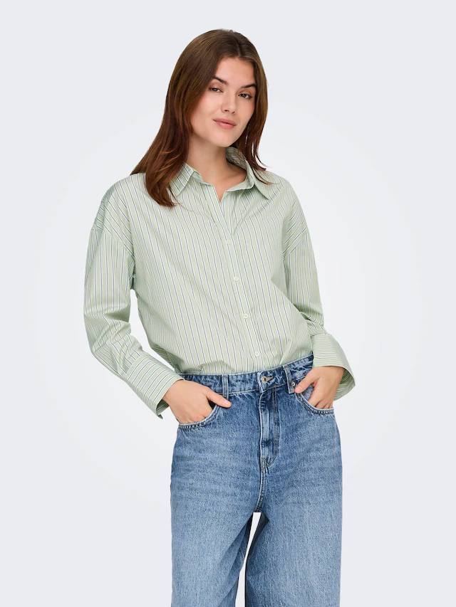 ONLY Hemdbluse »ONLOREGON ALVA LS REG SHIRT NOOS WVN« Materialmix, regular fit