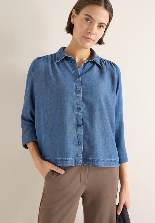 Cecil Langarmbluse Feminine Smock-Detail an der Schulter