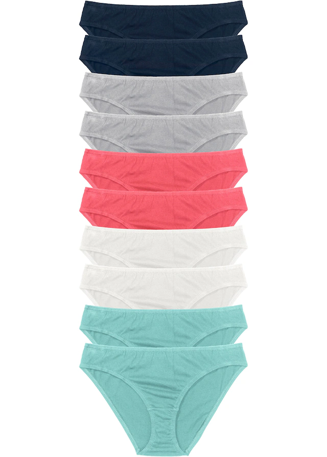 bonprix Slip »Slip (10er Pack)« Packung, 10 Stk. bequeme Passform, aus Baumwolle, verschiedene Farben, im 10er Pack