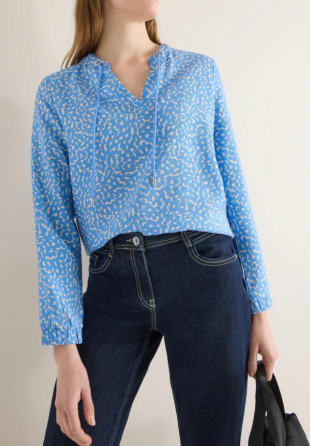 Cecil Langarmbluse mit Minimalprint und Splitneck
