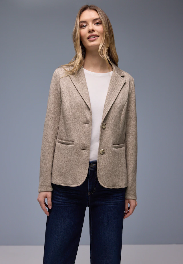 STREET ONE Jackenblazer Rippstrick‑Look mit Reverskragen, mit Viskose