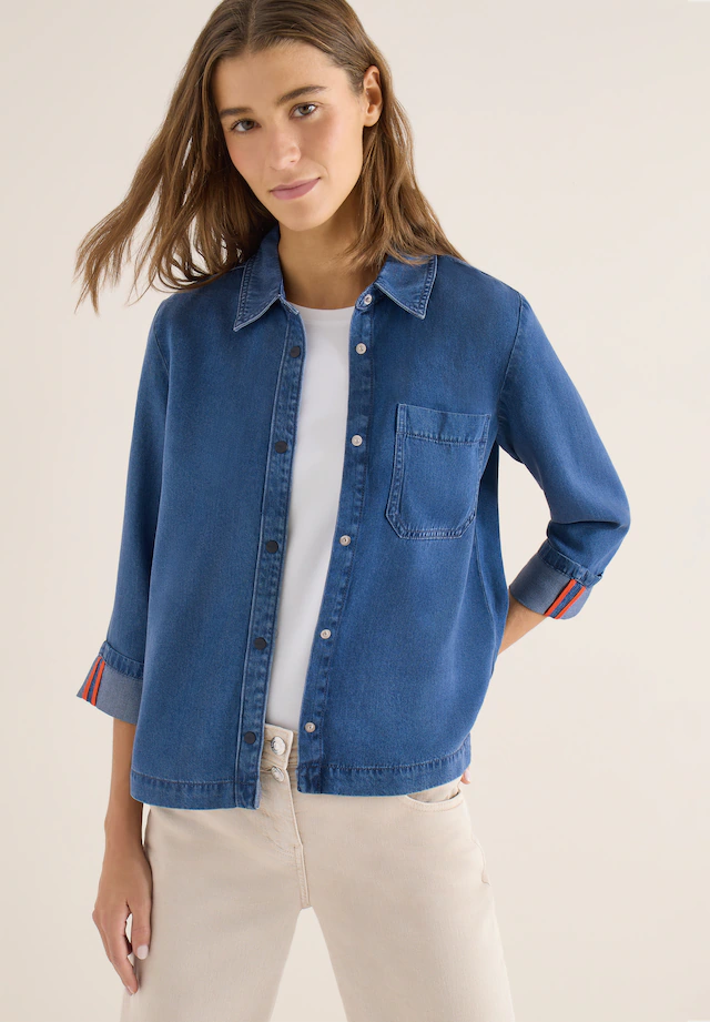 Cecil Hemdbluse 3/4-Arm und im Denim-Look