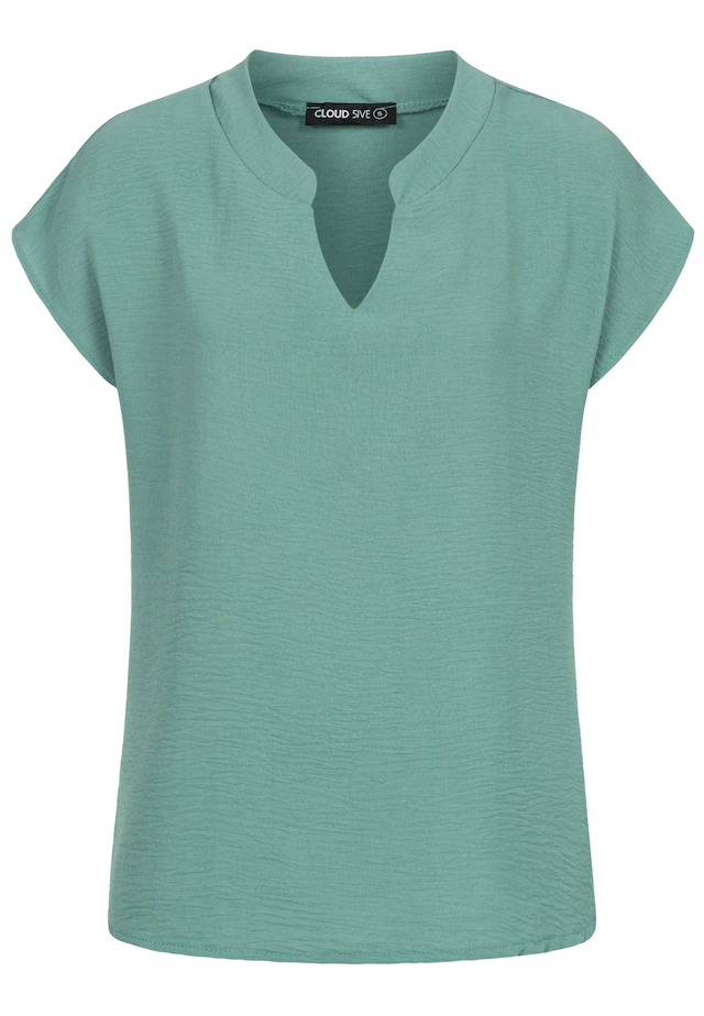 CLOUD 5IVE Klassische Bluse »CLOUD 5IVE Musselin Bluse mit V-Ausschnitt«
