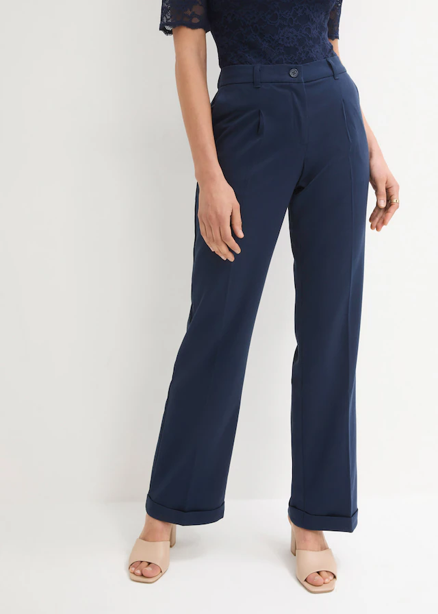bonprix Marlene-Hose »Marlenehose« weite Hose, mit Bügelfalte und Umschlagsaum, lockere Passform
