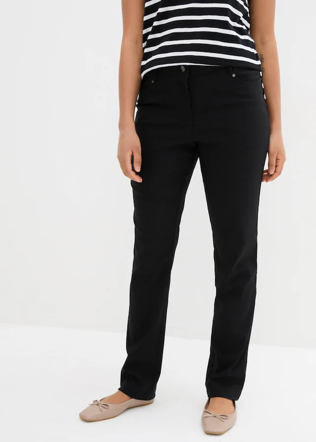 bonprix Stretch-Hose »Bengalin-Stretch-Hose mit Bequembund, Straight« aus Polyester, Viskose und Elasthan, mit Bequembund, Regular Fit