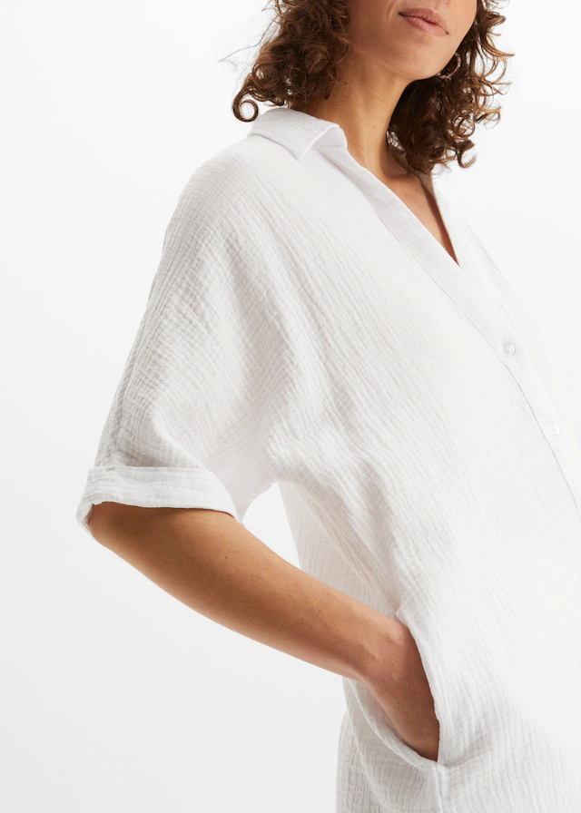 bonprix Shirtbluse »Oversize-Longbluse aus softem Musselin« Oversize-Passform, für warme Tage, aus weichem Musselin