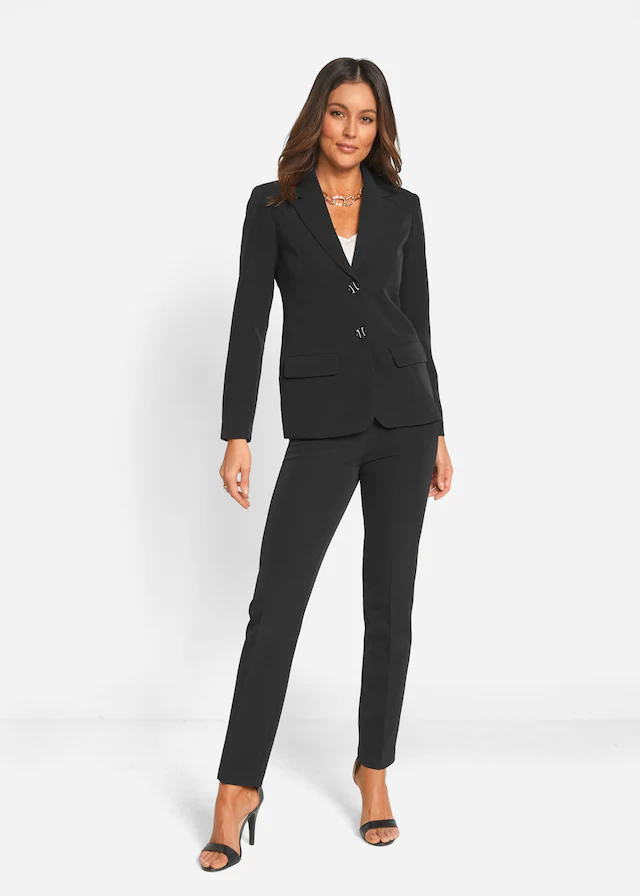 bonprix Hosenanzug »Hosenanzug (2-tlg.Set)« Set, 2 Stk. tlg. schmal bestehend aus Blazer und Hose, vollständig gefüttert, schmale Passformn