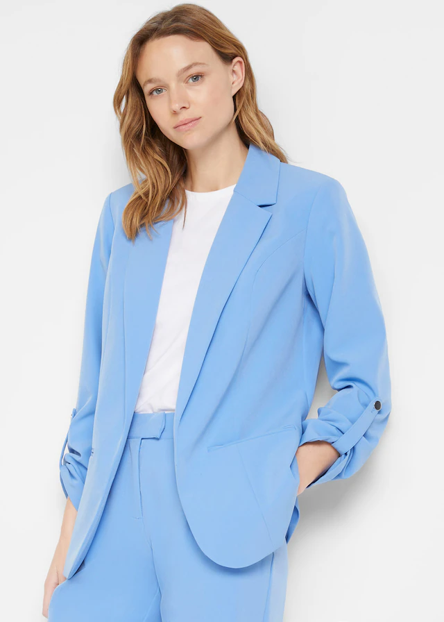 bonprix Jackenblazer »Blazer« mit klassischem Reverskragen, mit Stretch-Material, Krempelärmel