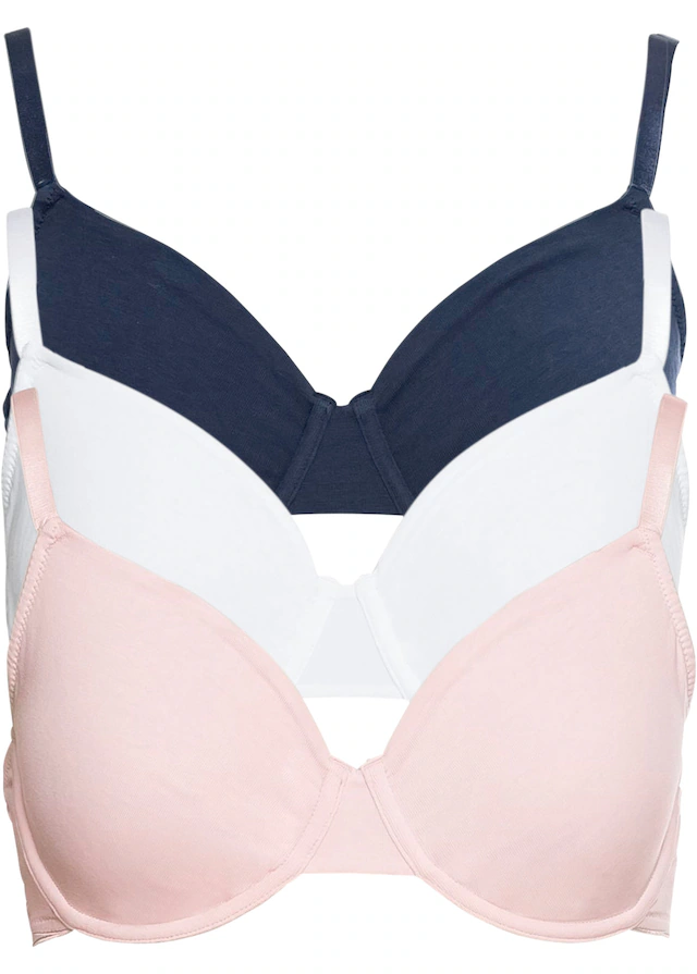 bonprix T-Shirt-BH »T-Shirt BH mit Bügel aus Baumwolle (3er Pack)« Packung, 3 Stk. mit Bügel, nahtlos vorgeformte Cups, aus Baumwollmischung