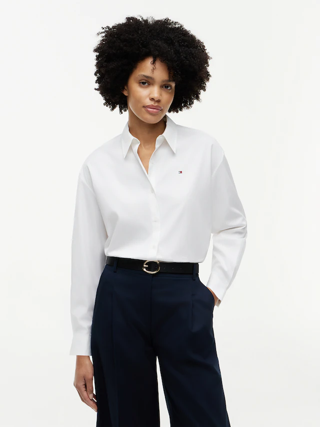 Tommy Hilfiger Hemdbluse »SUMMER POPLIN LS BOXY SHIRT« Baumwolle, Boxy Fit