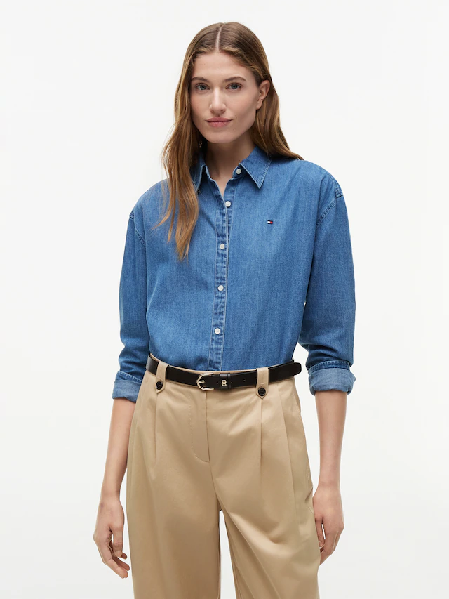 Tommy Hilfiger Jeansbluse »LIGHT DENIM BOXY SHIRT LS« Baumwolle