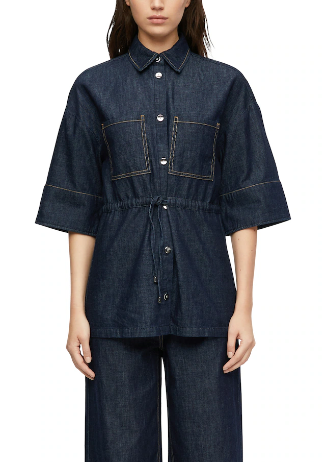 Comma Jeansbluse mit Bindegürtel