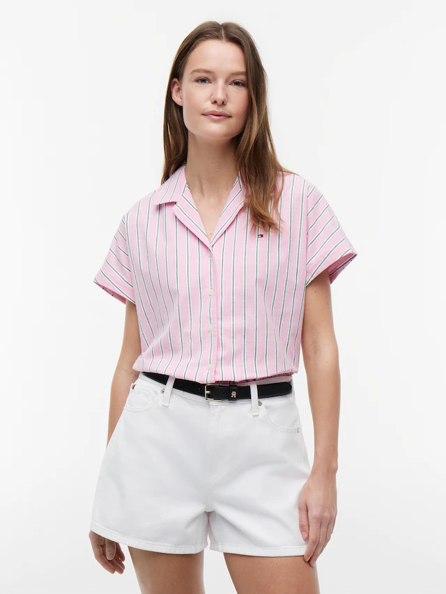 Tommy Hilfiger Kurzarmbluse »SUMMER COTTON SS SHIRT« Baumwollmischung