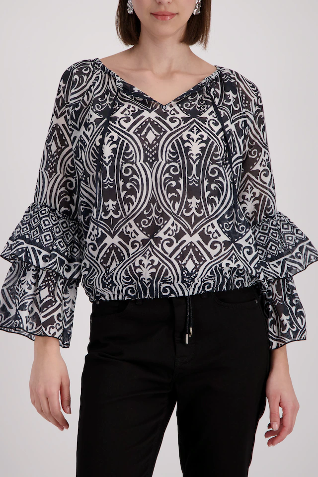Monari Schlupfbluse Regular fit mit Ornament-Muster